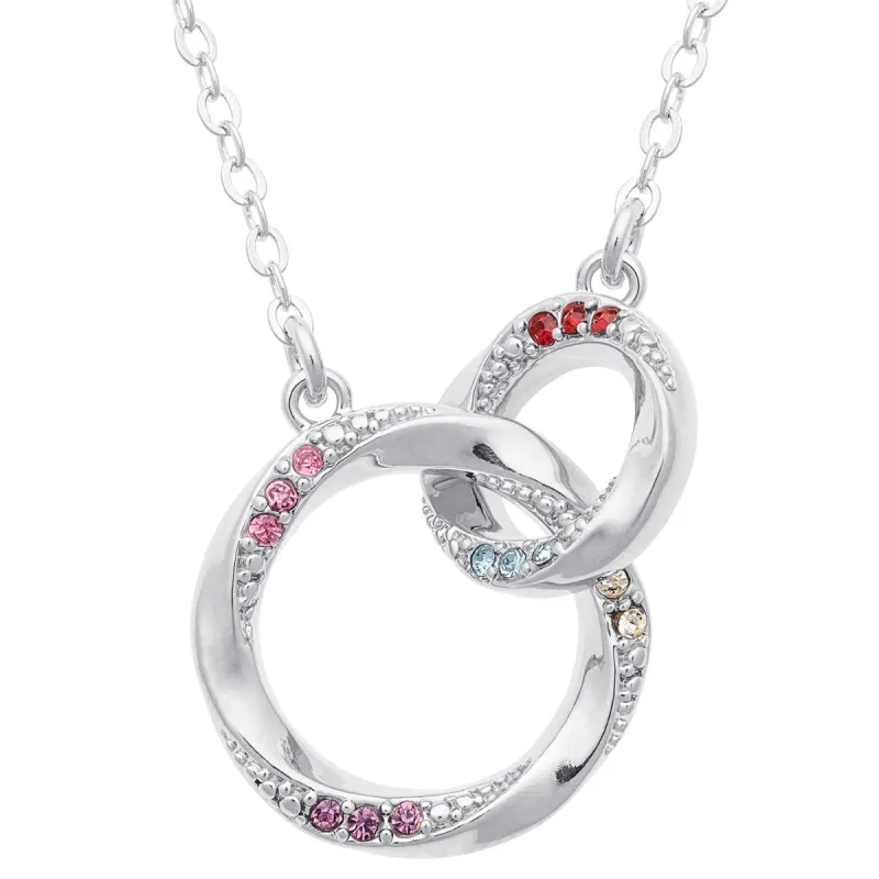 Silver Plated Family Birthstone Interlocking Circles Necklace sold by Limoges Jewelry