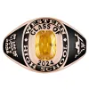 Ladies' 14K Rose Gold Plated Traditional Cushion Birthstone Class Ring sold by Limoges Jewelry