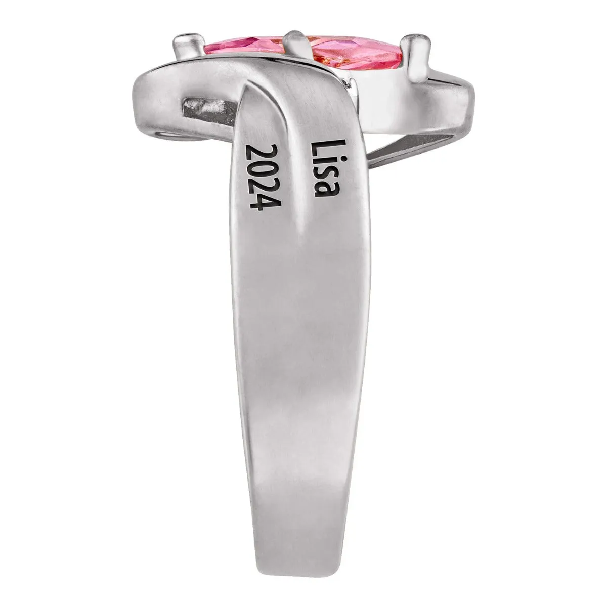 Women's 14K Gold over Sterling Marquise Birthstone & Diamond Wrap Class Ring sold by Limoges Jewelry product image thumbnail 5