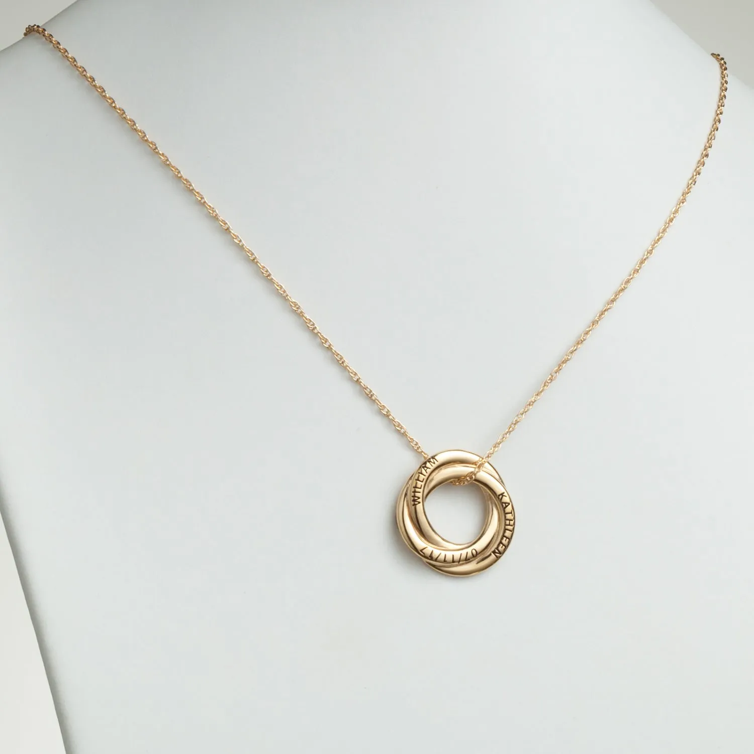 14K Gold over Sterling Couples Name and Date Circle Knot Pendant sold by Limoges Jewelry product image thumbnail 2