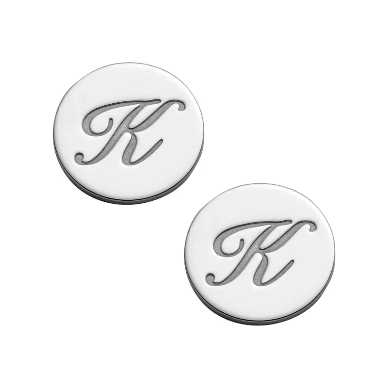Sterling Silver Engraved Initial Disc Earrings sold by Limoges Jewelry