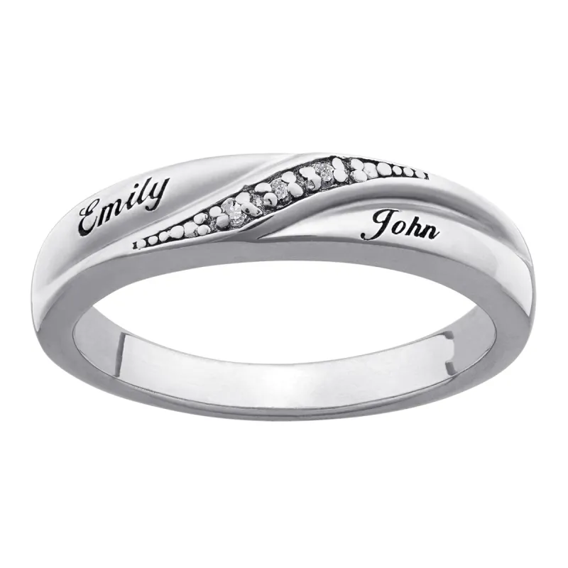Sterling Silver Ladies Diamond Accent Name Wedding Band sold by Limoges Jewelry