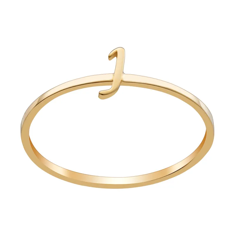 14K Gold over Sterling Petite Lowercase Script Initial Ring sold by Limoges Jewelry
