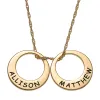 14K Gold over Sterling Engraved Name Open Disc Necklace - 2 Discs sold by Limoges Jewelry