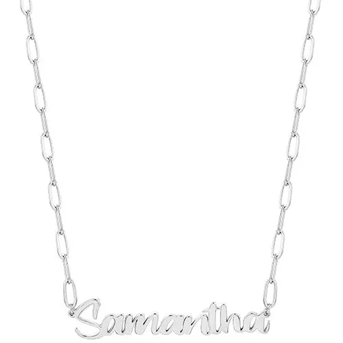 Sterling Silver Brush Script Name Paper Clip Chain Necklace sold by Limoges Jewelry product image thumbnail 2