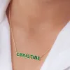 Sterling Silver Enamel Uppercase Bubble Name Plaque Necklace sold by Limoges Jewelry