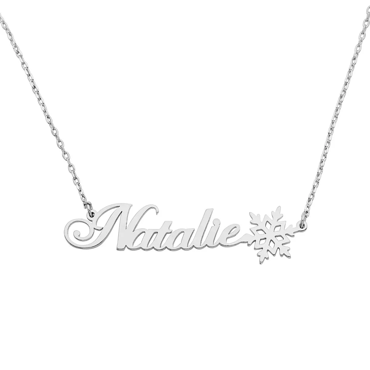 Fancy Script Name with Snowflake Necklace sold by Limoges Jewelry product image thumbnail 2