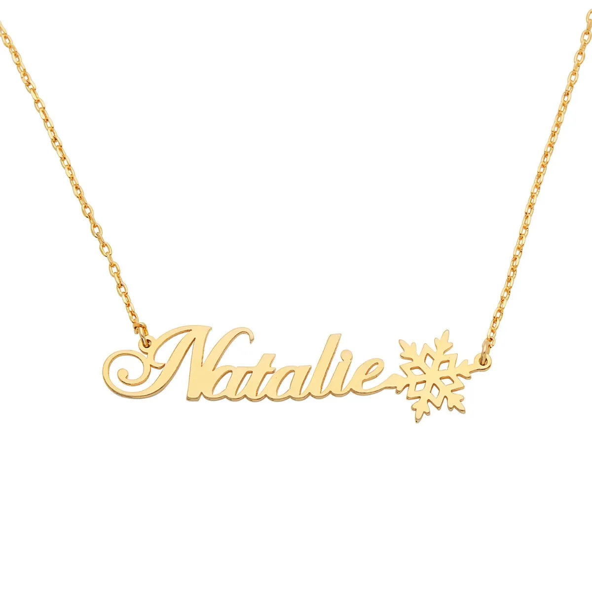 Fancy Script Name with Snowflake Necklace sold by Limoges Jewelry product image thumbnail 4