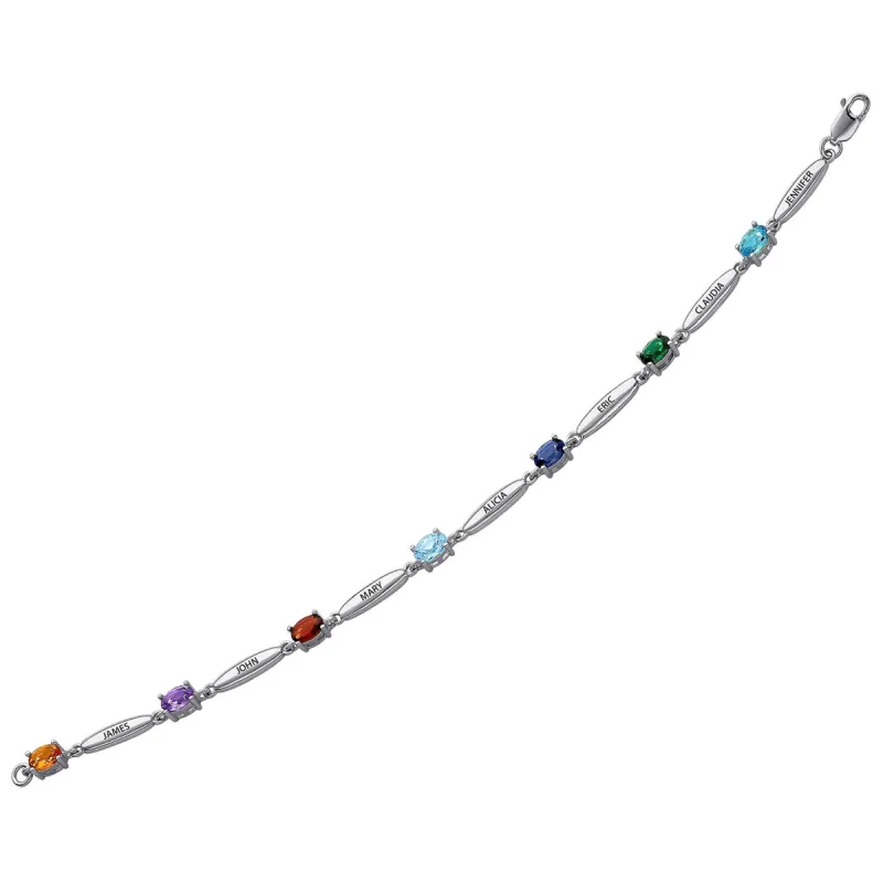 Sterling Silver Name & Birthstone Mother's Bracelet made by Limoges Jewelry