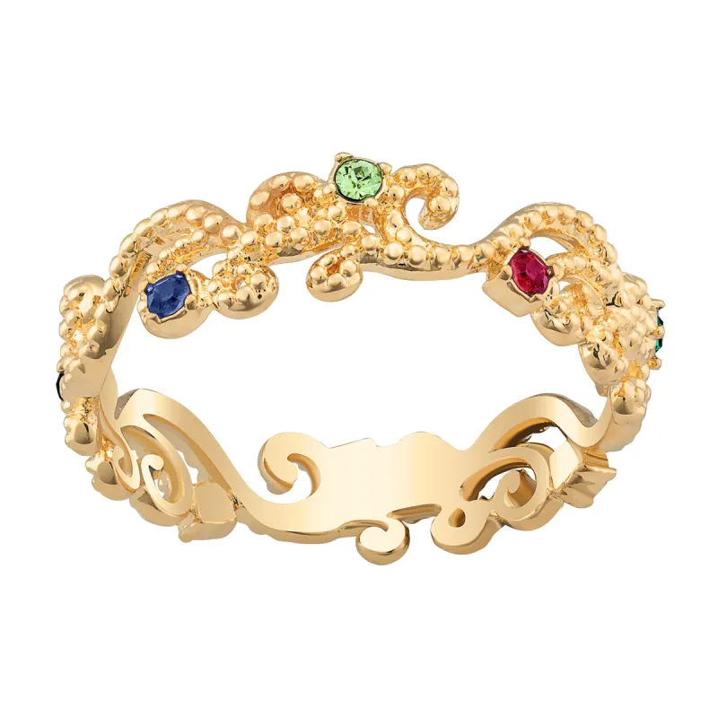 14K Gold over Sterling Family Filigree Birthstone Ring sold by Limoges Jewelry