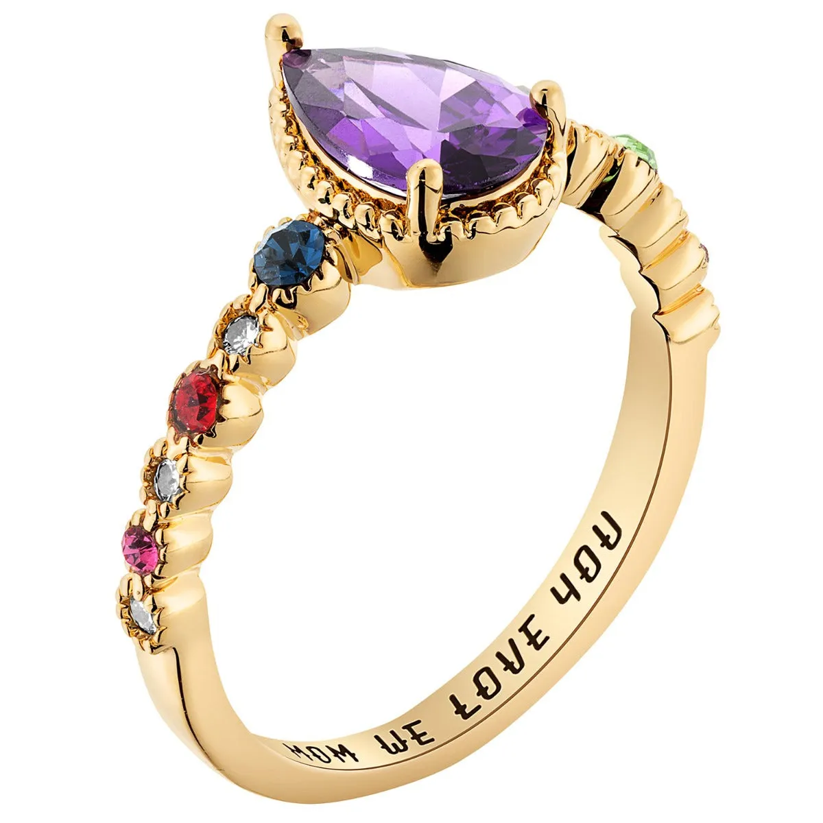 14K Gold Plated Mother's Pear and Family Birthstone Ring sold by Limoges Jewelry product image thumbnail 2