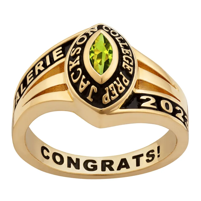 Ladies Gold Celebrium? Marquise Birthstone Class Ring sold by Limoges Jewelry
