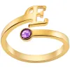 14K Gold Plated Script Initial and Birthstone Bypass Ring sold by Limoges Jewelry