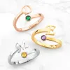 14K Gold Plated Script Initial and Birthstone Bypass Ring sold by Limoges Jewelry