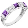 Silver Plated Simulated Amethyst and Clear Crystal 5 Stone Ring sold by Limoges Jewelry