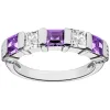 Silver Plated Simulated Amethyst and Clear Crystal 5 Stone Ring sold by Limoges Jewelry