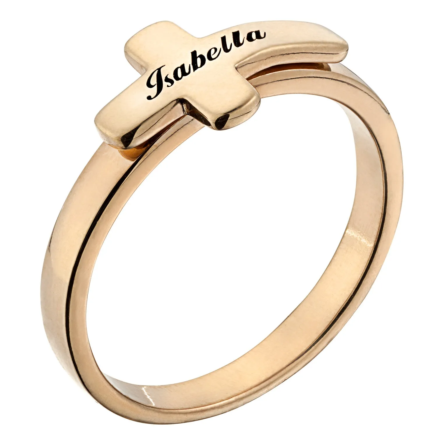 14K Gold over Sterling Engraved Name Cross Ring sold by Limoges Jewelry product image thumbnail 2