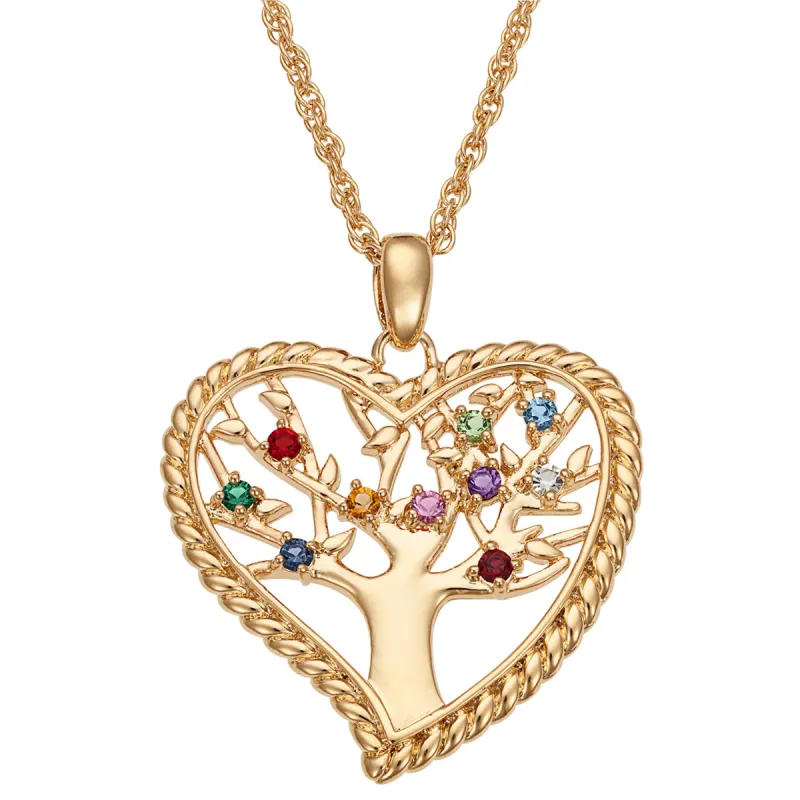 Family Heart Birthstone Tree Pendant sold by Limoges Jewelry