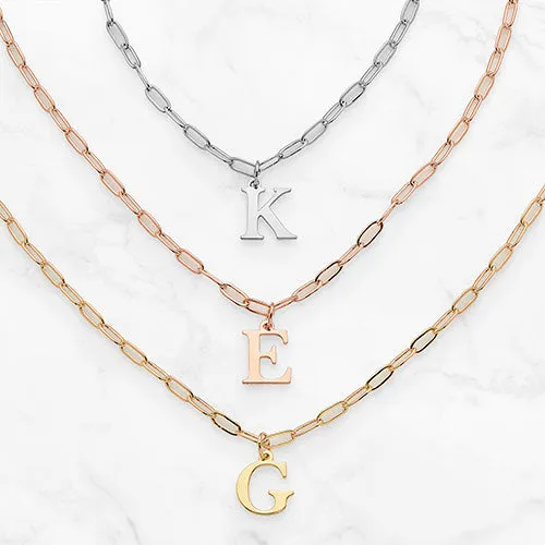 Dainty Initial Paperclip Chain Necklace sold by Limoges Jewelry