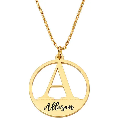 Initial and Engraved Name Disc Necklace sold by Limoges Jewelry product image thumbnail 4