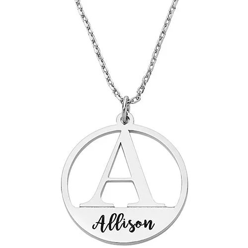 Initial and Engraved Name Disc Necklace sold by Limoges Jewelry product image thumbnail 2