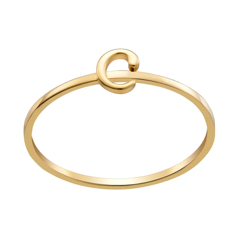 10K Yellow Gold Petite Lowercase Initial Ring sold by Limoges Jewelry