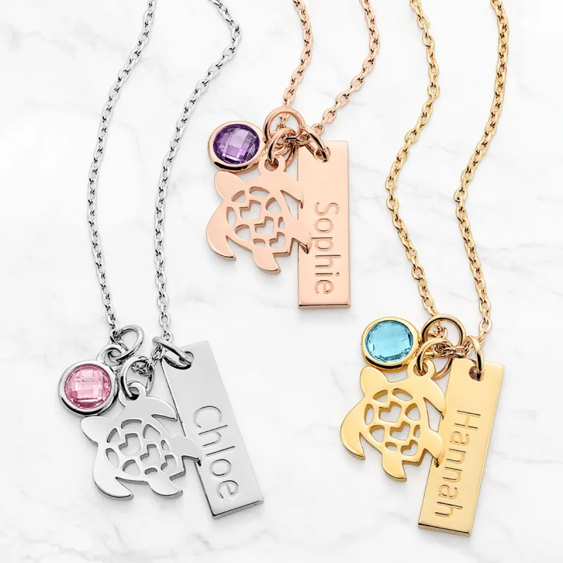 Turtle Personalized Charm Necklace sold by Limoges Jewelry