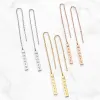 Engraved Name Mini Bar Threader Earrings sold by Limoges Jewelry