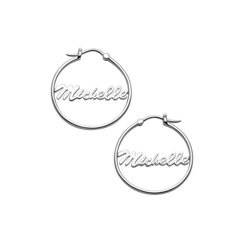 Sterling Silver Personalized Name Small Hoop Earring sold by Limoges Jewelry