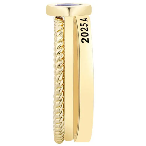 Women's 14K Gold Plated Marquise Birthstone Stackable Class Ring sold by Limoges Jewelry product image thumbnail 4