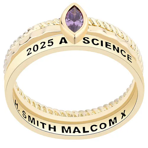 Women's 14K Gold Plated Marquise Birthstone Stackable Class Ring sold by Limoges Jewelry product image thumbnail 2