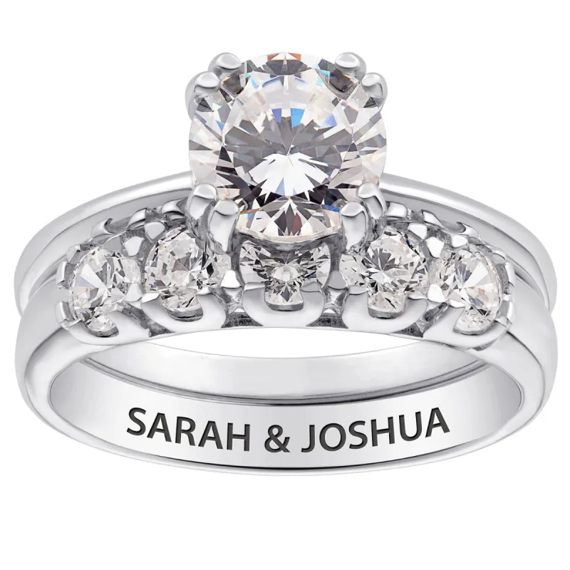 10K White Gold 2 Piece CZ Wedding Ring Set sold by Limoges Jewelry