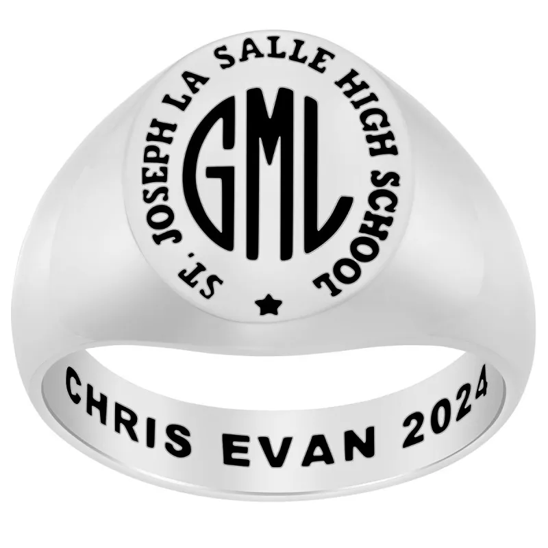 Men's Platinum Plated Monogram Signet Class Rings sold by Limoges Jewelry