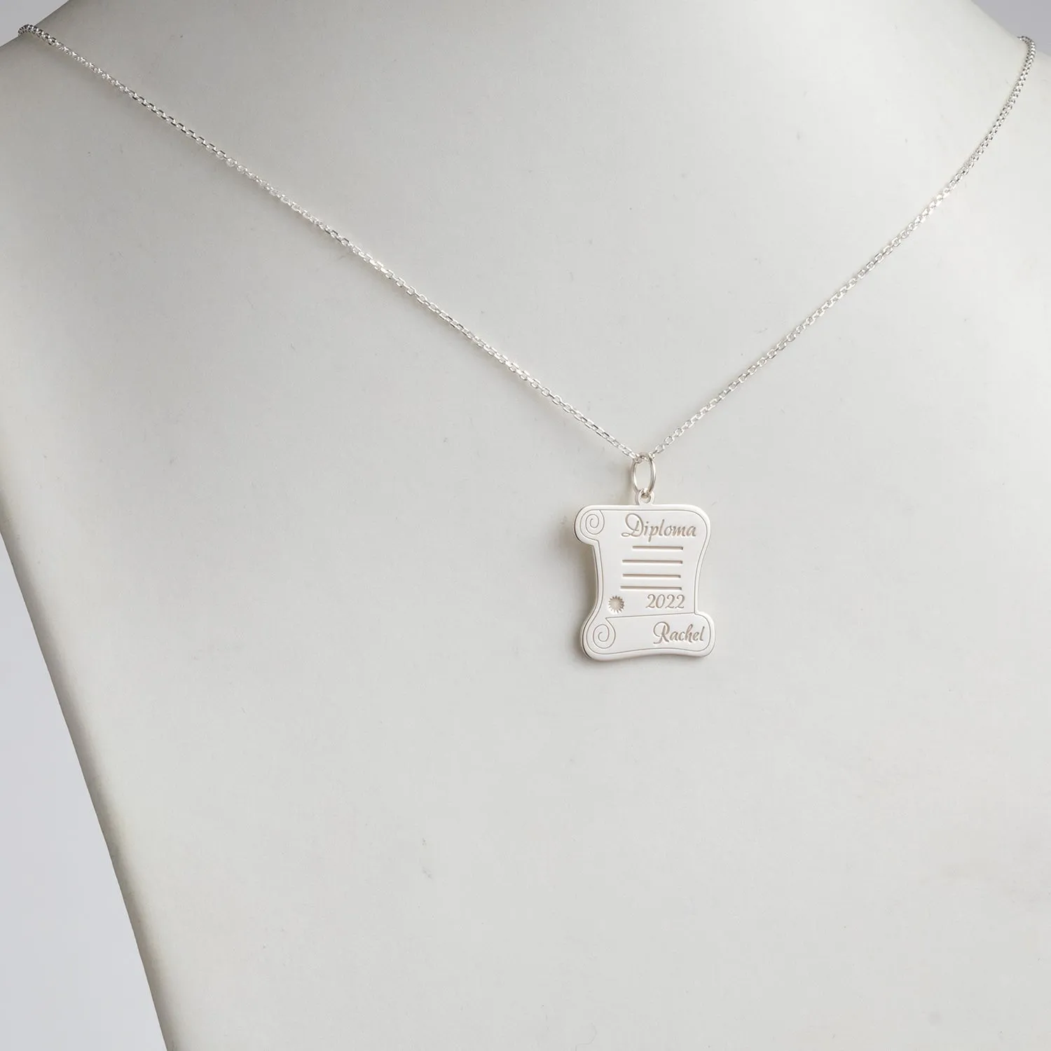 Sterling Silver Graduation Diploma Engraved Name Pendant sold by Limoges Jewelry product image thumbnail 2