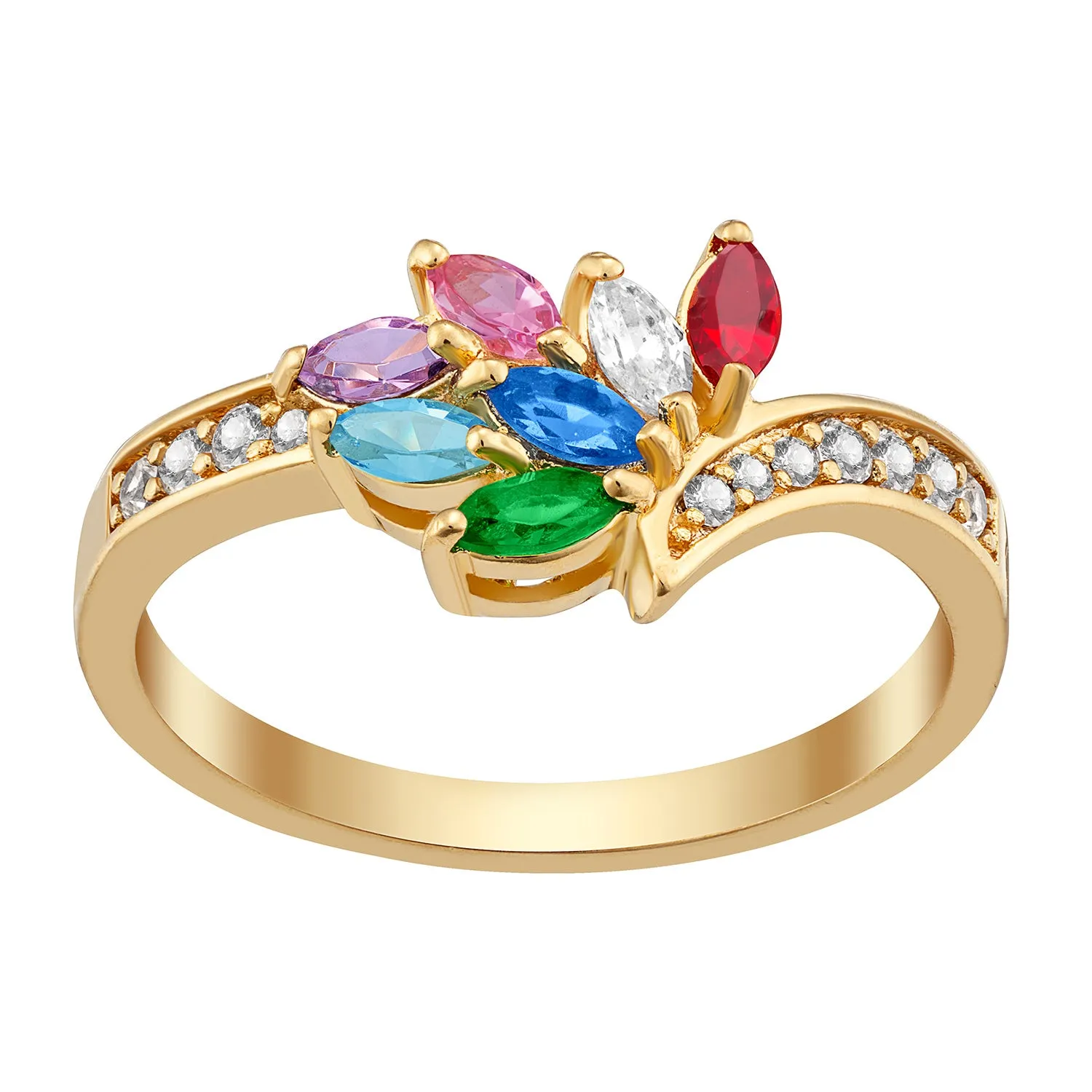 14K Gold over Sterling Family Marquise Birthstone Ring with CZ sold by Limoges Jewelry
