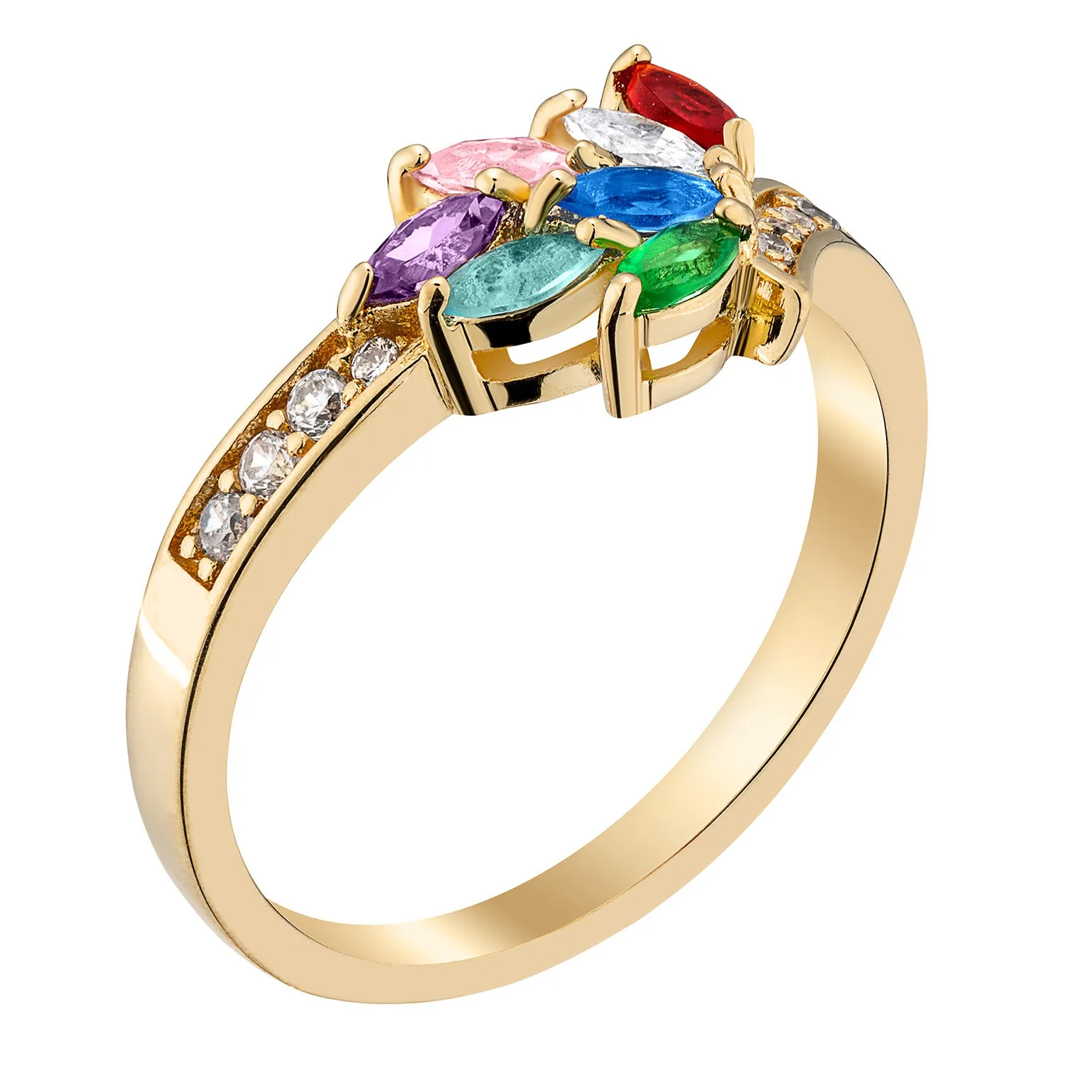 14K Gold over Sterling Family Marquise Birthstone Ring with CZ sold by Limoges Jewelry product image thumbnail 2