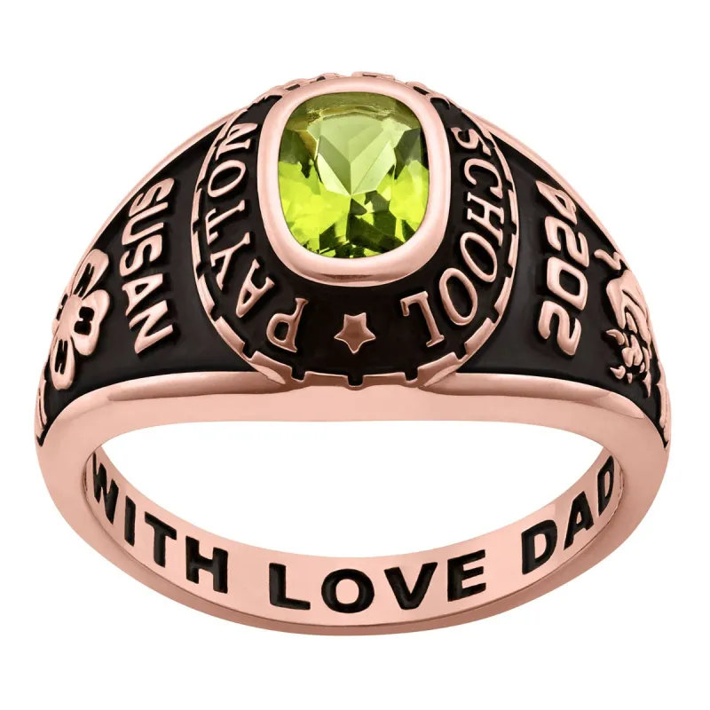 Ladies Rose Gold CELEBRIUM Traditional Petite Birthstone Class Ring sold by Limoges Jewelry