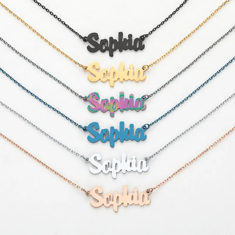 Stainless Steel Mini Name Necklace sold by Limoges Jewelry