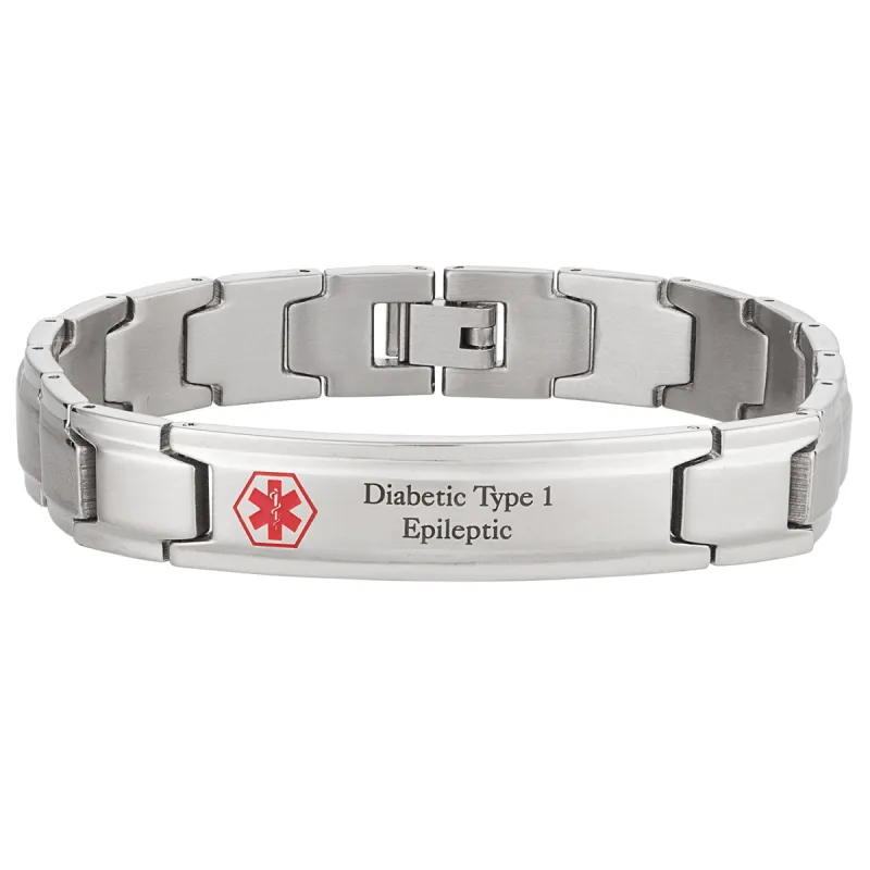 Stainless Steel Men's Engraved Medical ID Bracelet sold by Limoges Jewelry
