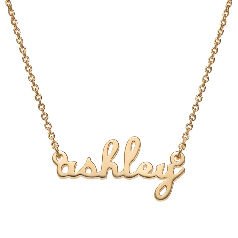 14K Gold over Sterling Petite Lowercase Script Name Necklace sold by Limoges Jewelry