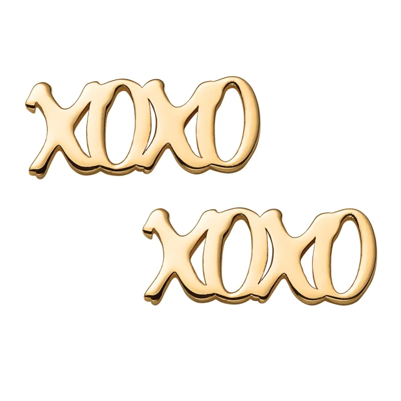 14K Gold over Sterling XOXO Button Earrings sold by Limoges Jewelry