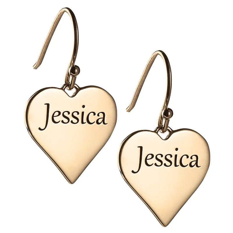 14K Gold over Sterling Personalized Heart Dangle Earrings sold by Limoges Jewelry