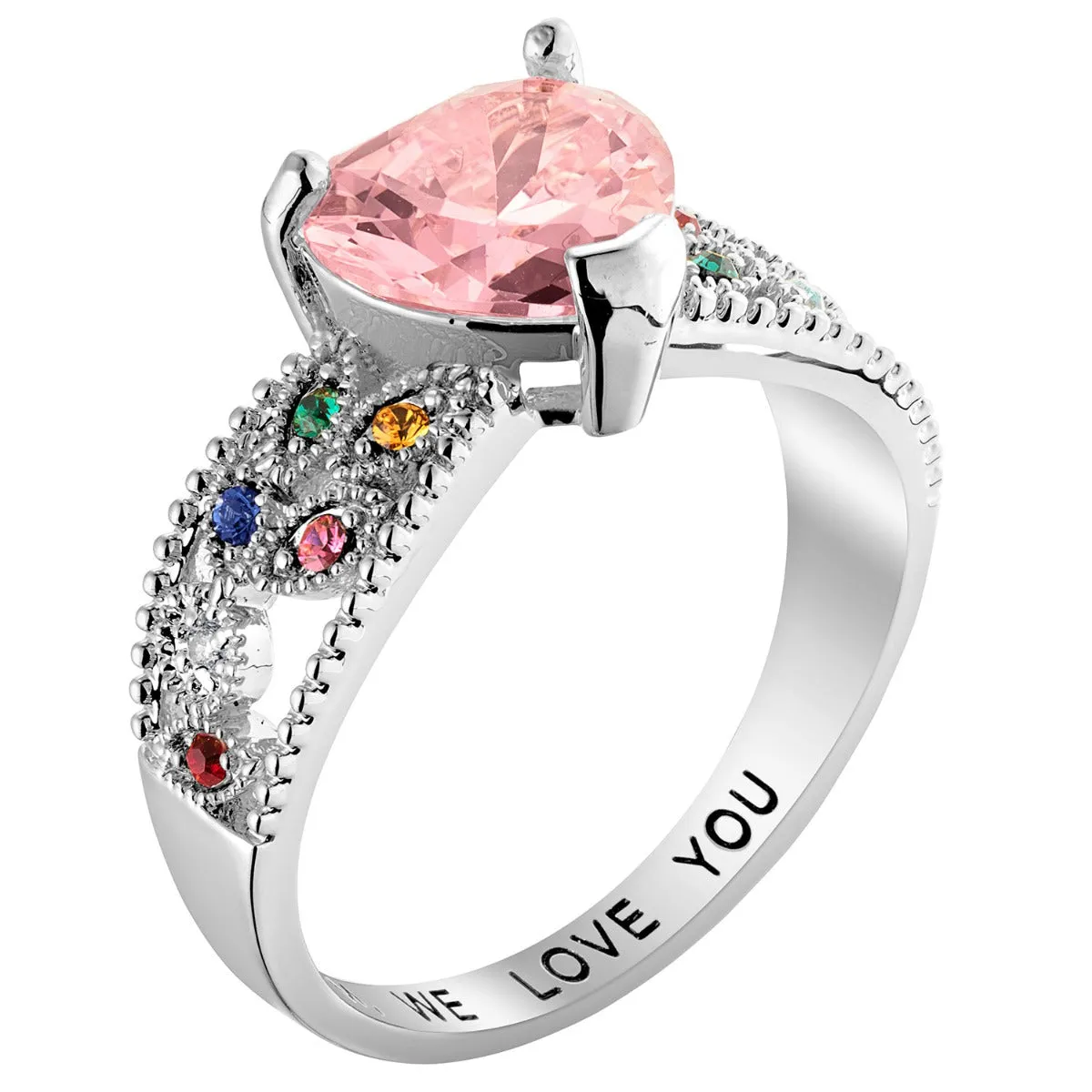 Mother's Heart Family Birthstone Ring sold by Limoges Jewelry product image thumbnail 2