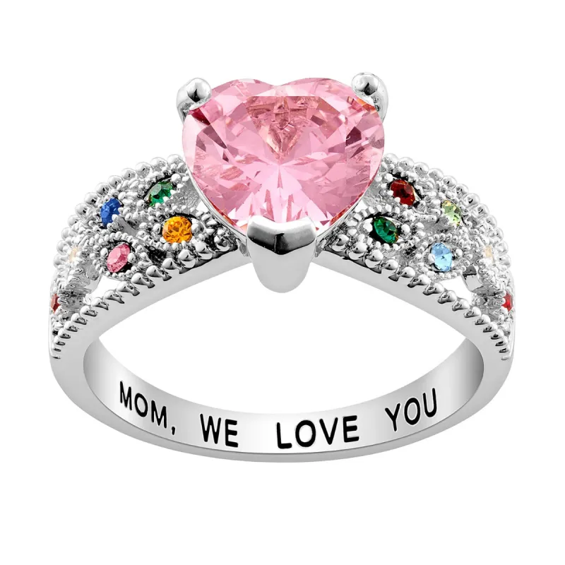 Mother's Heart Family Birthstone Ring sold by Limoges Jewelry