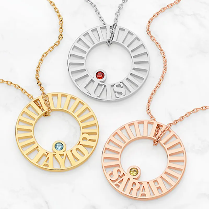 Name Token Birthstone Necklace sold by Limoges Jewelry