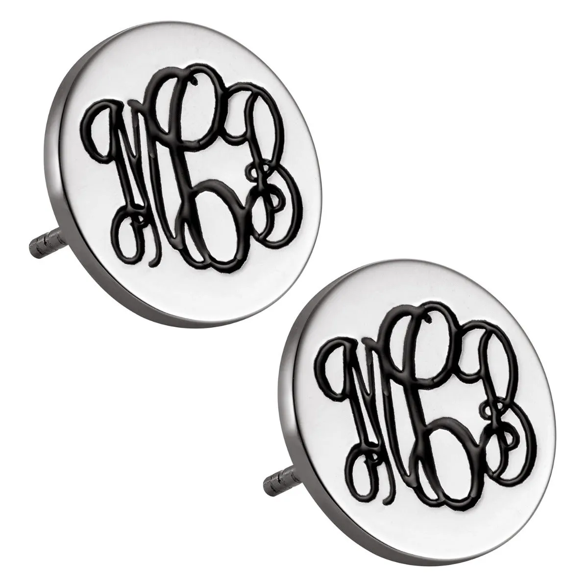 10K White Gold Monogram Disc Earrings sold by Limoges Jewelry product image thumbnail 2