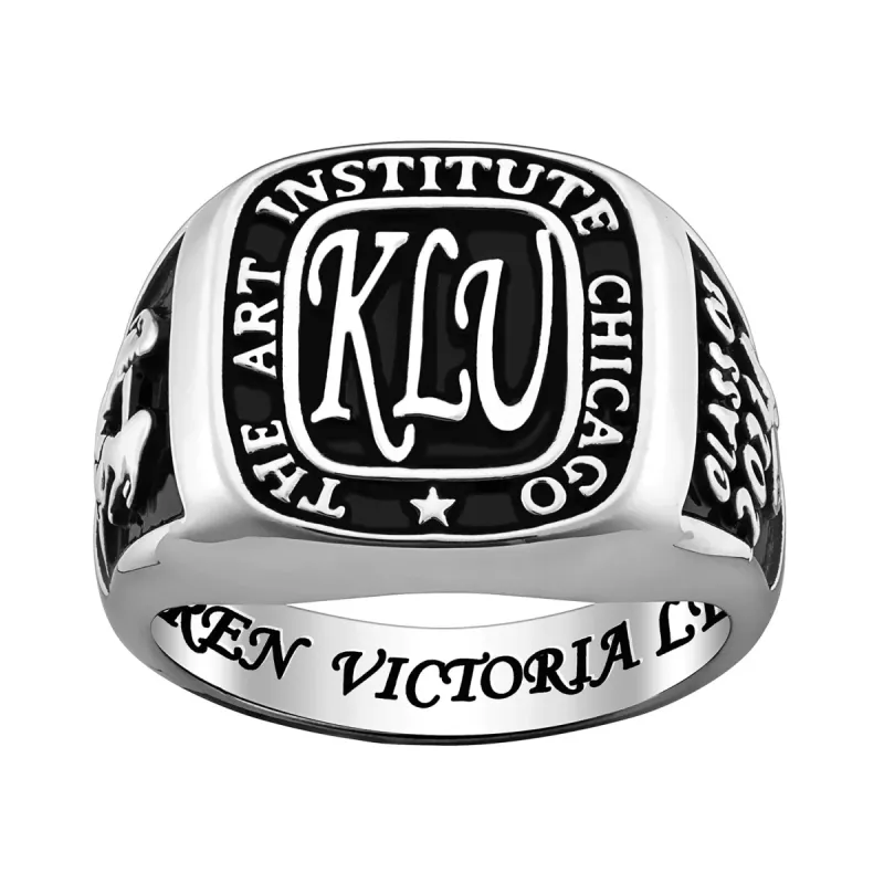 Sterling Silver Ladies Rectangle Signet Class Ring sold by Limoges Jewelry