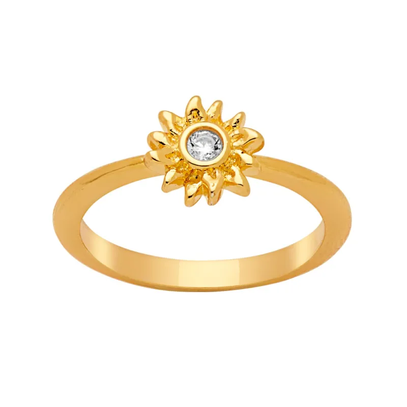 14K Gold Plated Sunflower Birthstone Ring sold by Limoges Jewelry