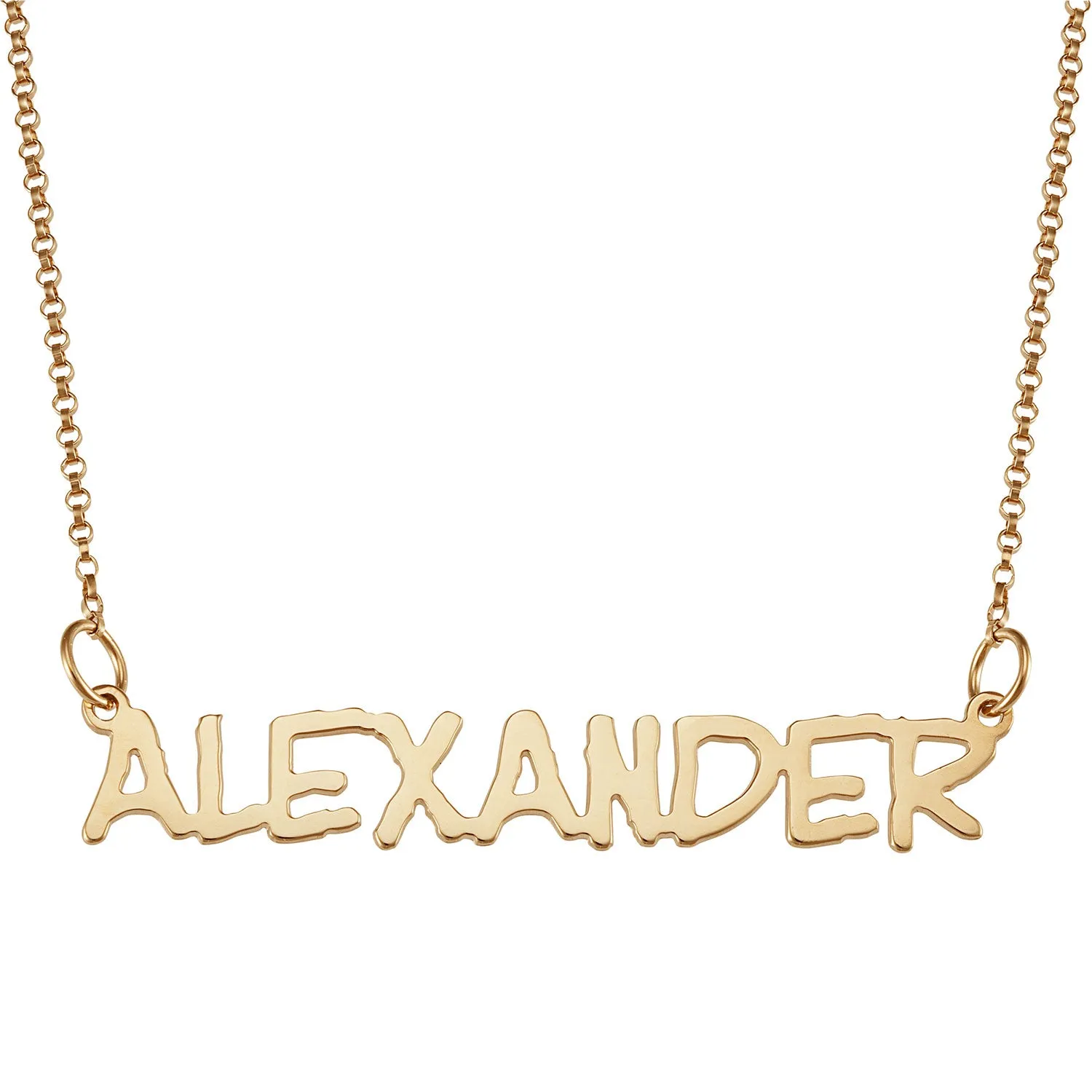 PREMIUM 14K Gold over Sterling Capitalized Name Necklace sold by Limoges Jewelry