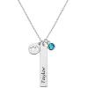 Sterling Silver Name, Zodiac Sign and Birthstone Cluster Necklace sold by Limoges Jewelry